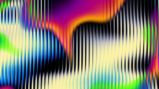Fluid neon gradients ripple across fractal glass while rotational motion shapes shifting colorful waves. Flowing chromatic dynamic gradients refracted through
