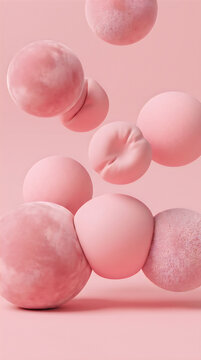 Abstract soft pink spheres floating in a minimal artistic composition
