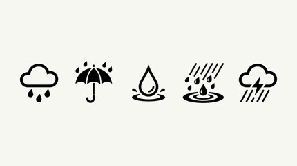 Obraz premium Set of black weather and rain icons