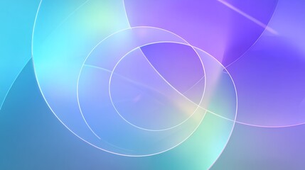 Fototapeta premium Abstract futuristic background with overlapping thin neon circles and soft blue purple light gradients for modern tech designs