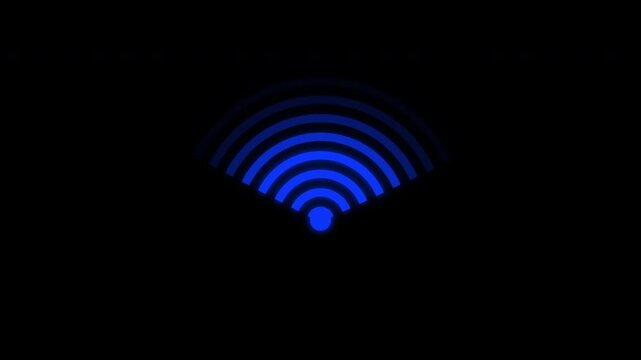 Blue Wireless Internet Icon Motion on Transparent Background. High quality 4k footage