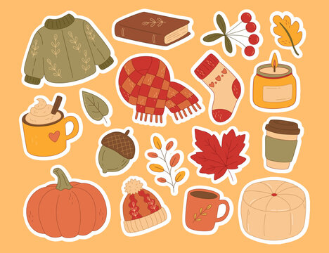 Autumn Hygge Elements Sticker Set