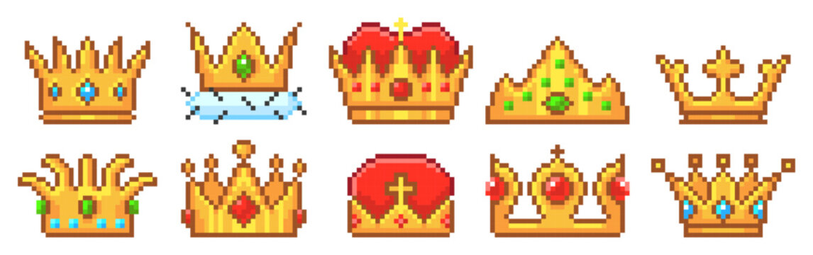 Crown Set Pixel Art Row