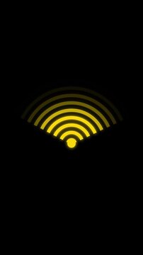 Yellow Modern Wireless Network Icon Reveal Animation. High quality 4k footage