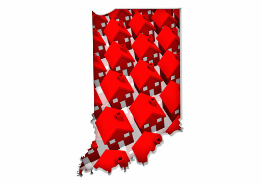 Indiana IN State Homes Houses Construction New Neighborhoods Suburbs 3d Illustration