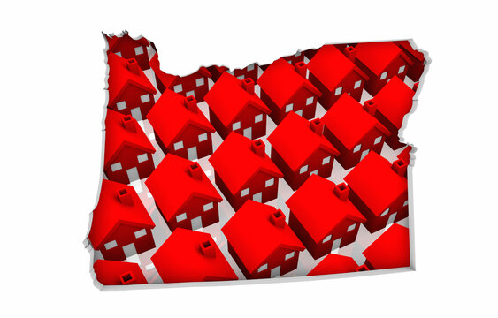 Oregon OR State Homes Houses Construction New Neighborhoods Suburbs 3d Illustration
