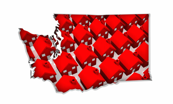 Washington WA State Homes Houses Construction New Neighborhoods Suburbs 3d Illustration