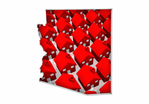 Arizona AZ State Homes Houses Construction New Neighborhoods Suburbs 3d Illustration