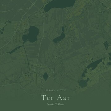 Sage Green Map of Ter Aar, Netherlands | Modern Scandinavian Wall Art