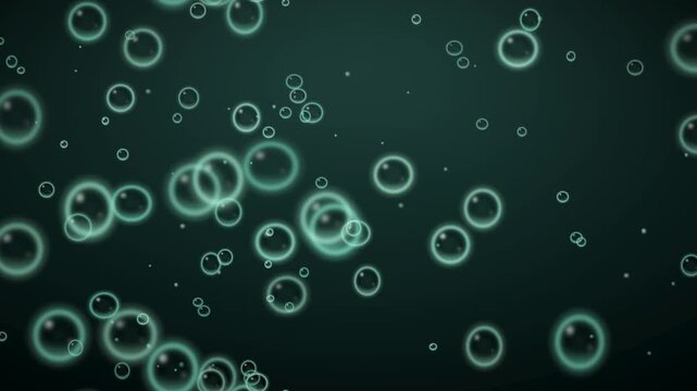 Underwater air bubbles rising through deep blue water abstract motion background seamless loop in vibrant emerald tones