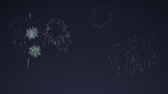 Colorful Fireworks Bursting Over Night Sky Seamless Loop in rich red tones