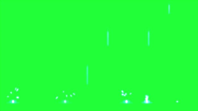 2 d cartoon rain drops falling and splashing animation effect on green screen