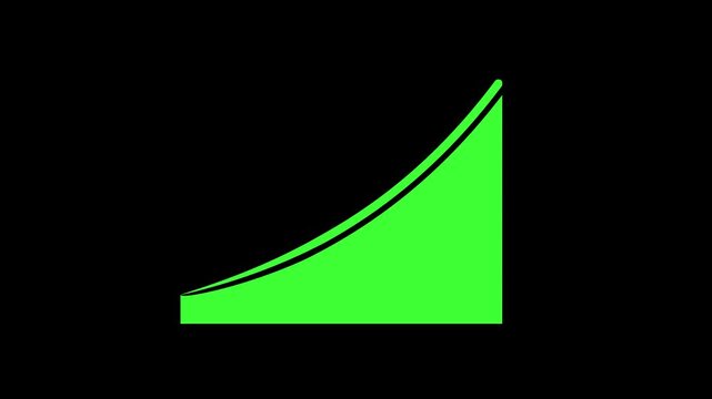 Animated green growth chart rising upward, financial success and business progress concept with alpha channel