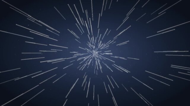 Warp speed hyperspace starfield flight seamless loop in bright ice-blue tones