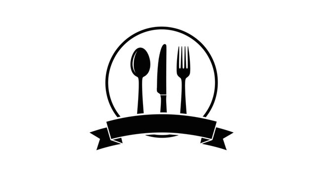 Minimalist Restaurant Logo with Spoon Knife and Fork Icon