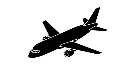 Naklejka premium Minimalist Black Airplane Silhouette Icon