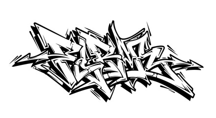 Black and White Wildstyle Graffiti Lettering Design © kiki__