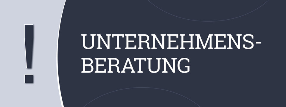 Unternehmensberatung (Business consulting) - A blue banner illustration with white text.