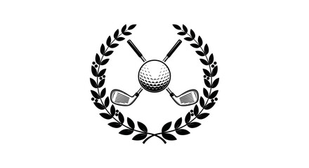 Obraz premium Vintage Golf Logo with Crossed Clubs and Laurel Wreath