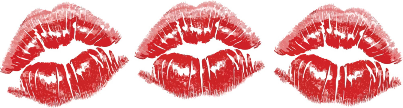 Lipstick kiss marks vector ico isolated on white background
