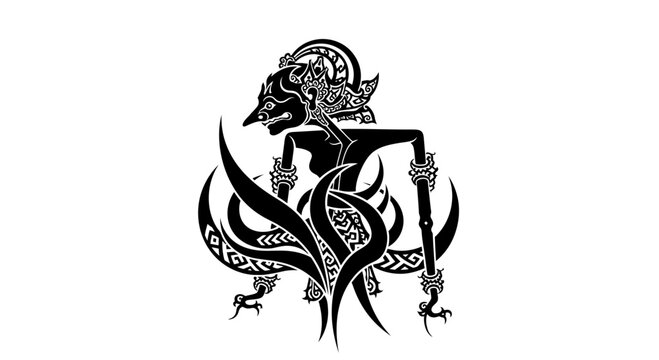 Traditional Javanese Wayang Kulit Puppet Silhouette Graphic