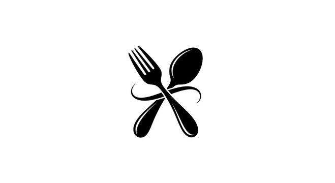 Minimalist Crossed Fork and Spoon Icon for Restaurant Branding