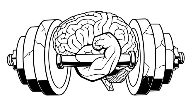 Strong Brain Lifting Dumbbell Concept Illustration