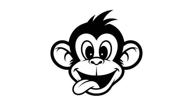 Cute Cartoon Monkey Face Vector Illustration