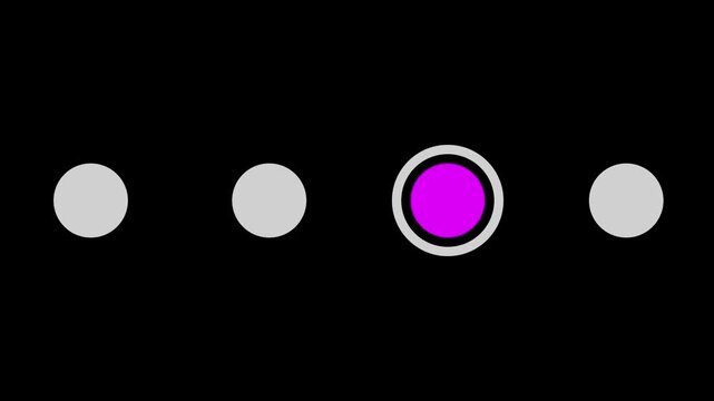 Four-dot loading animation on a black background. Minimal seamless progress indicator for applications, websites, UI kits, and digital products.