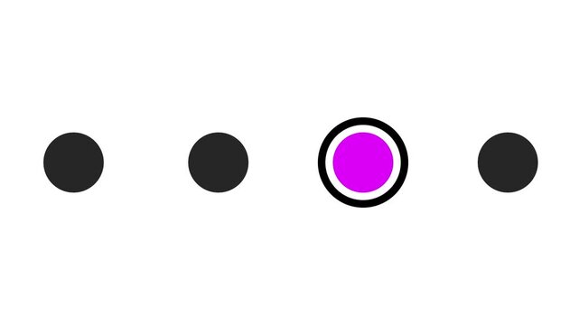 Animated four-dot loading indicator on a white background. Smooth seamless loop for websites, mobile apps, presentations, and interface design.