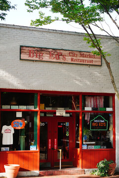 Raleigh, NC - USA - 7-7-2026: Big Ed's restaurant in downtown City Market, one of Raleigh's oldest restaurants, serving traditional Southern breakfast