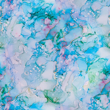Blue Pink Marble Background. Alcohol Ink Background.  Pink Vector Seamless Pattern. Marble Vector Ink. Dirty Seamless Template. Blue Abstract Marble. Alcohol Ink Paint
