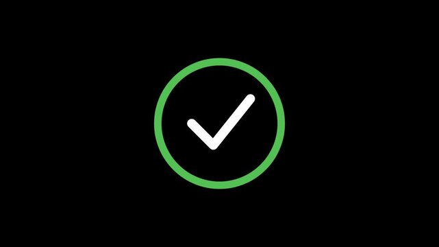 Green Circle and White Checkmark Icon on Black Background