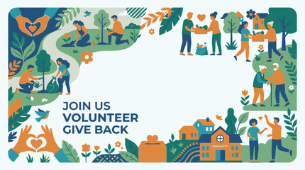 Naklejka premium Join us volunteer and community service poster background