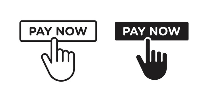 Click to Pay: A visual representation of an online transaction, showcasing a hand cursor hovering over a Pay Now button.