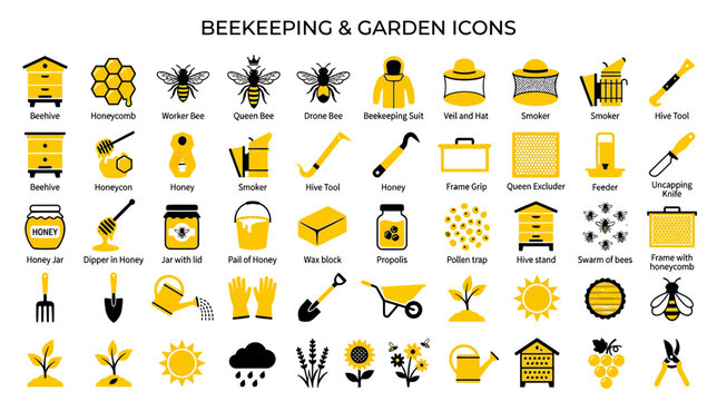 Beekeeping and Garden Icons Collection