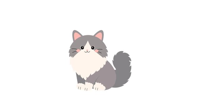 Grey and white kitten with round ears and soft tail perfect for pet products, childrens books, and greeting cards.