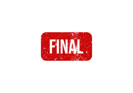 Final red grunge rubber stamp icon mark isolated on white background for approval business document certification.
