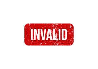 Invalid rubber stamp badge with distressed grunge texture design.
Red invalid stamp label featuring...