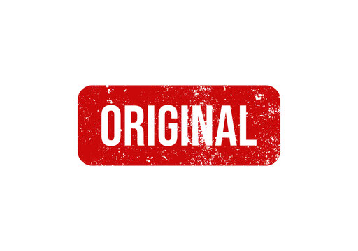 Original rubber stamp badge with distressed grunge texture design.
Red original stamp label featuring vintage worn effect style.