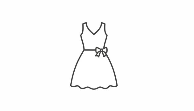 Dress with a bow accent is depicted in this simple line art illustration suitable for fashion design.