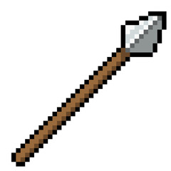 Fototapeta premium Medieval knight spear or lance pixel art icon for indie games.
