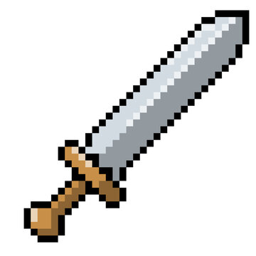 8-bit or 16-bit retro fantasy pixel art broadsword sword