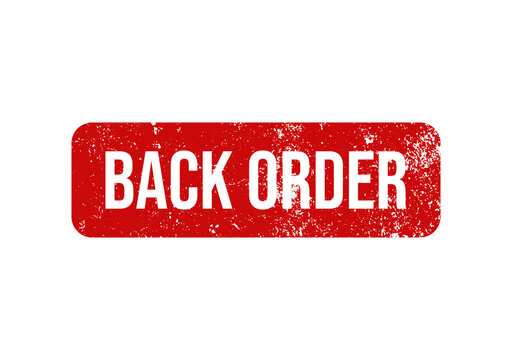 Back order rubber stamp badge with distressed grunge texture design.
Red back order stamp label featuring vintage worn effect style.