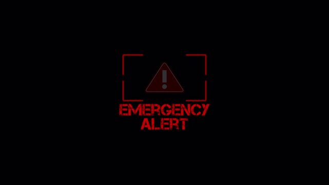 emergency alert brackets warning box animation with bold hazard notification.