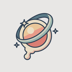 Cartoon planet with ring system. © mystic