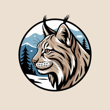 Lynx Head Profile Illustration Closeup.