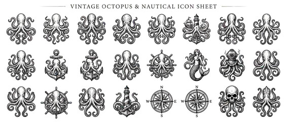 Obraz premium Vintage Nautical Icons Collection