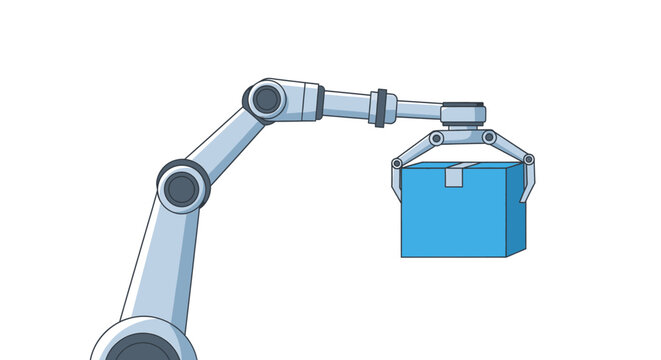 Industrial robotic arm with gripper.