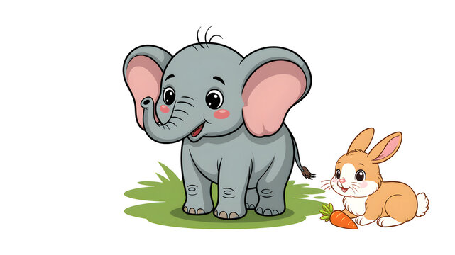 cartoon elephant with a rabbit